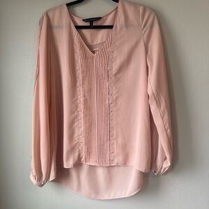 White House Black Market Pleated Pink Blouse